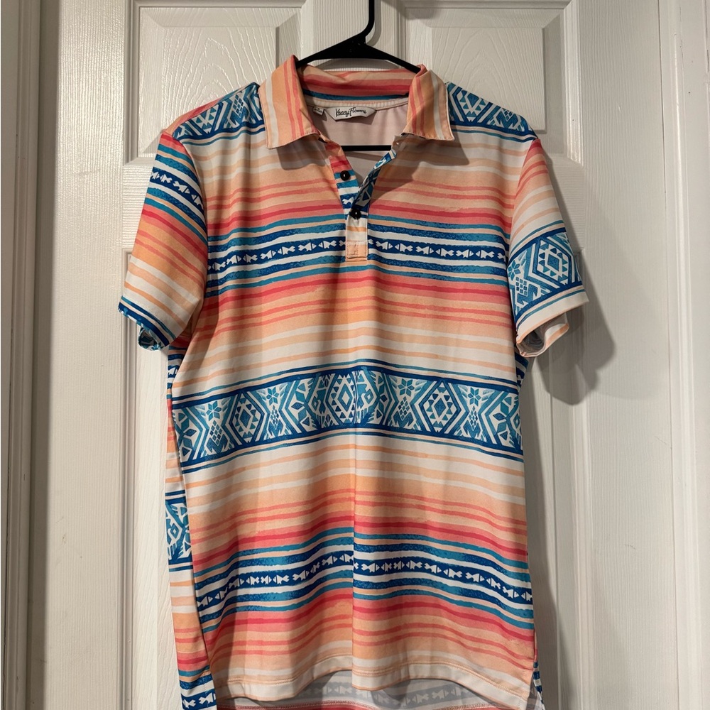 NWOT MENS KENNY FLOWERS STRIPED POLO